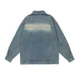 Men Denim Jacket Denim Jacket Men's Spring and Autumn Washed-out Vintage Loose Lapels Jacket