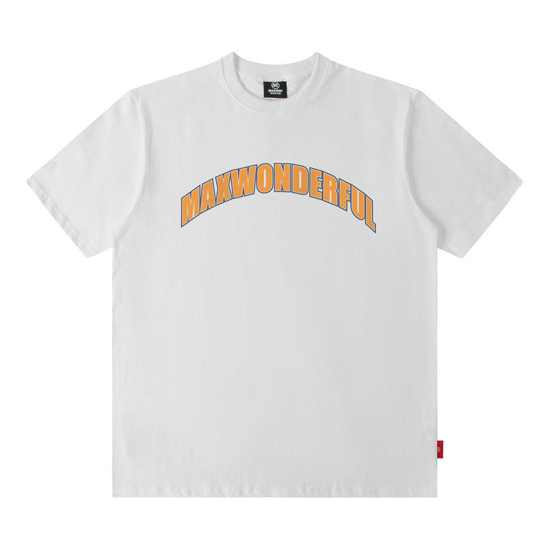 Men T Shirt Vintage Letter Print Short Sleeve T-shirt Men and Women Casual