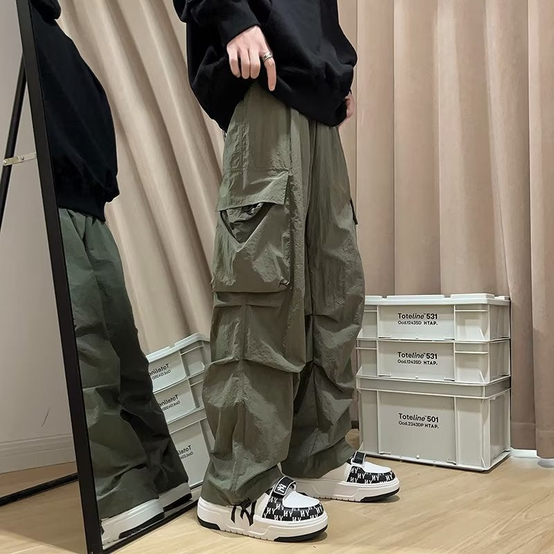 Men Sweatpants Overalls Men's Autumn Wide Leg Parachute Soldier Pants Loose