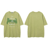 Men T Shirt Washed and Worn Short-Sleeved T-shirt Men and Women Street National Fashion Brand