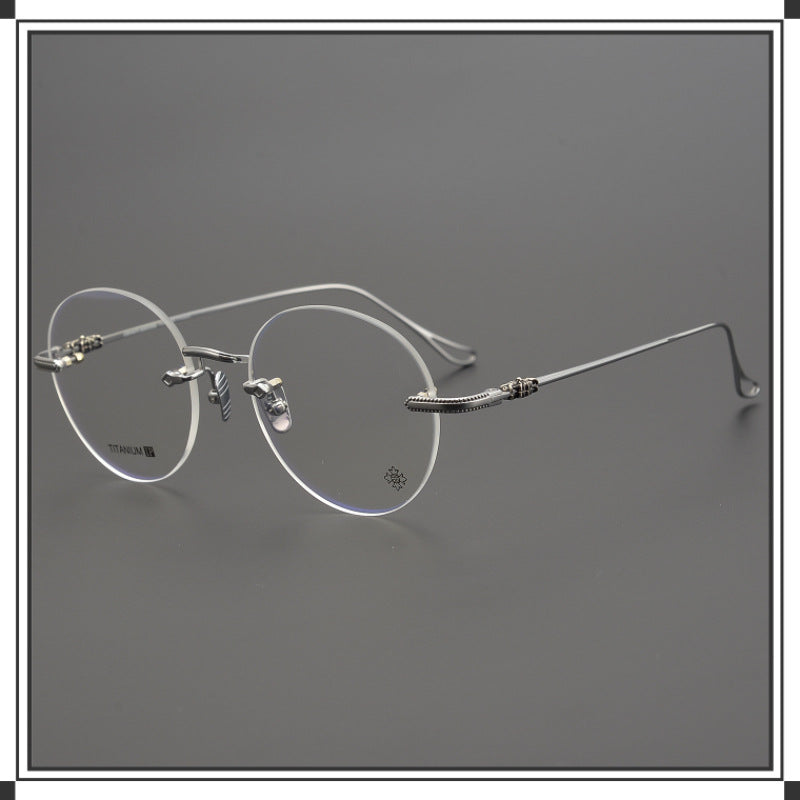 CHH Chrome Hearts Glasses Ultra Light Frameless Pure Titanium Simple Myopia Glasses Frame