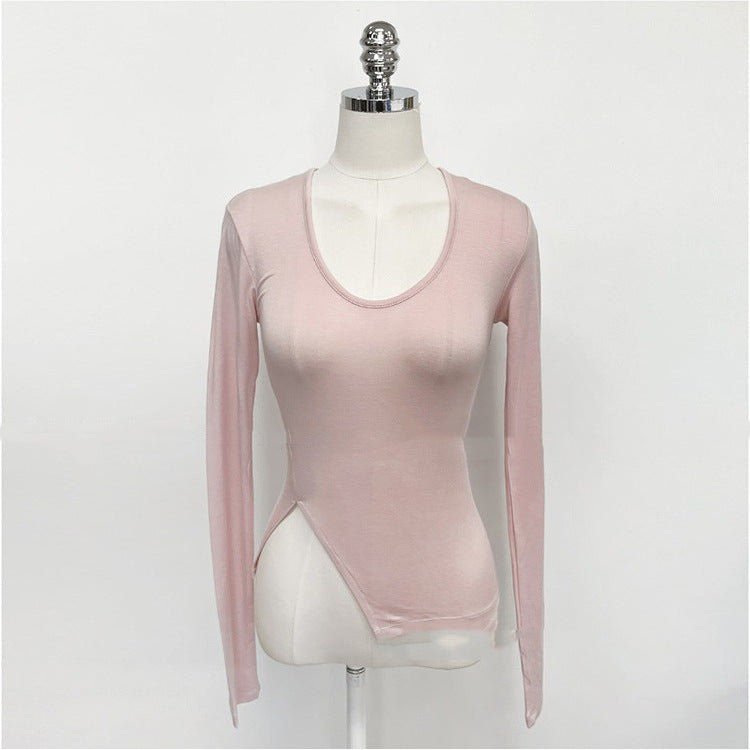 Women Long Sleeve Shirt Bottoming Shirt Tight Top Autumn and Winter