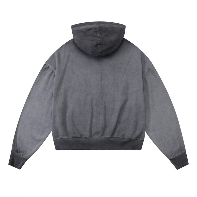 Men Hoodie Tie-Dye Gradient Coat Worn Looking Washed-out Cardigan Sweater Hoodie Loose Long Sleeve