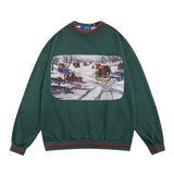 Men Hoodie Spring and Autumn Loose round Neck Sweater Men's Casual Long Sleeve Printed