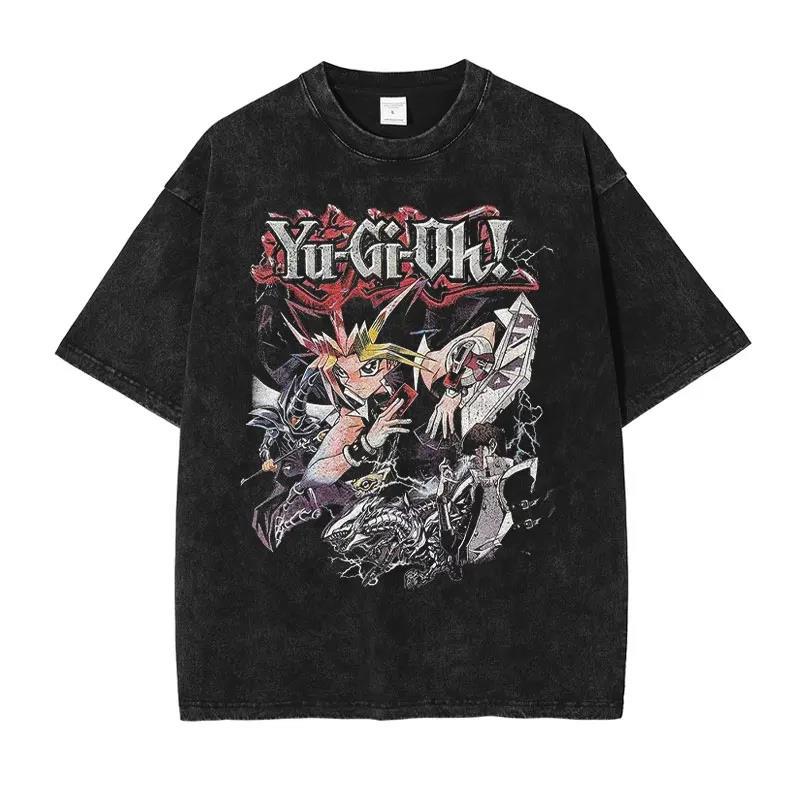 Anime Yu Gi Oh T Shirts Oversized Vintage Washed