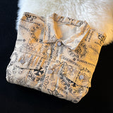 Graffiti Bomber Jacket Denim Coat for Men Spring and Autumn