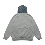 Men Fleece Lined Hoodie Cowboy Patchwork Hoodie Male Letter Five-Pointed Star Hat Loose