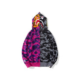 Bathing Ape Hoodie Autumn and Winter Color Matching Stitched Camouflage Sweater Pocket Zipper Fleece Padded Coat