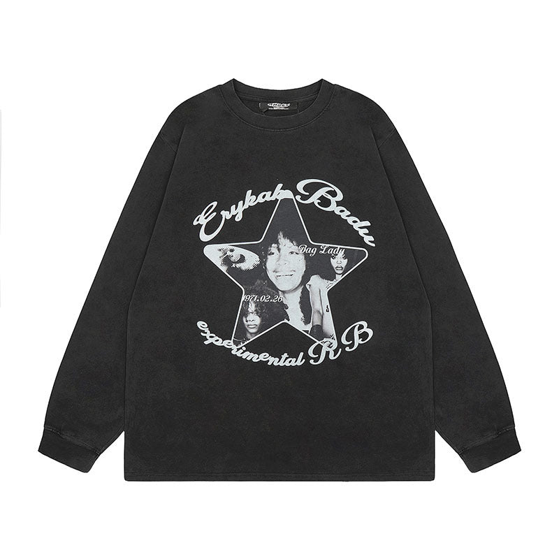 Men Long Sleeve Shirt Vintage Long Sleeve T-shirt Trendy Brand Long Sleeve