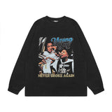 Men Long Sleeve Shirt Cartoon Long Sleeve T-shirt Men's and Women's Ins Distressed Bottoming Top