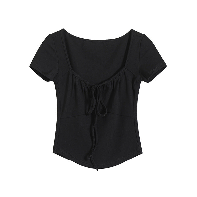 Women T-Shirt Short-Sleeved T-shirt Women's Short Slim High Waist Top