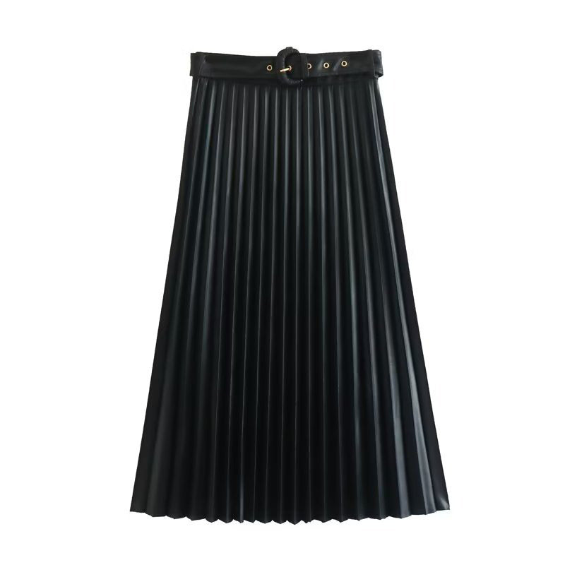 Women's Skirt Spring and Autumn Korean Skirt Women's Leather