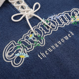 Men Long Sleeve T Shirt Denim Top Drawstring Polo Shirt Men's Spring and Autumn Long Sleeve Denim Shirt