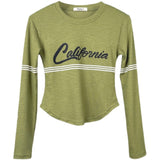 Women Long Sleeve Shirt O-neck Short Top Women's Bottoming Shirt T-shirt