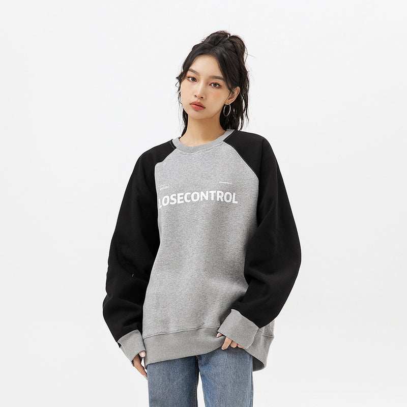 Unisex Hoodie Preppy Style Retro Loose round Neck Sweatshirt Men's Coat