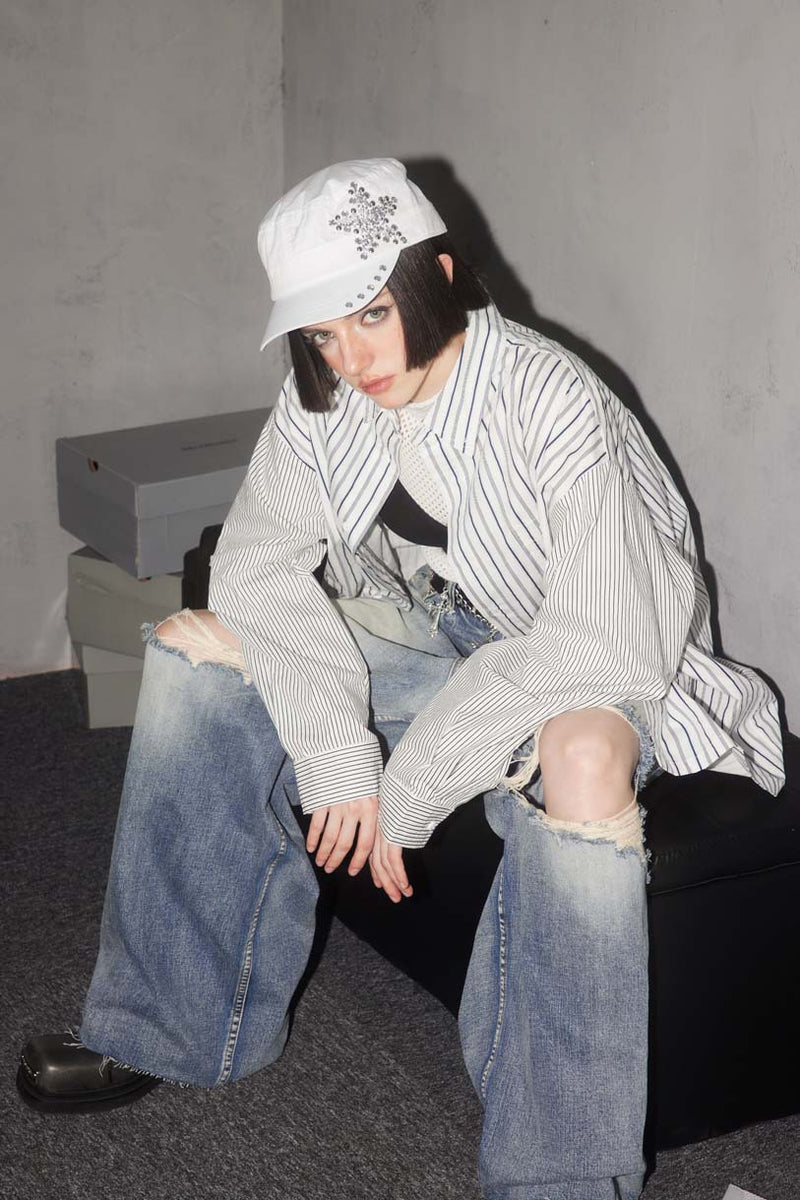 Unisex Jacket Autumn Contrast Color Striped Shirt
