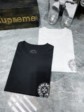 CHH Chrome Hearts T Shirts Big Horseshoe Cruciate Flower Sanskrit Short Sleeve T-shirt