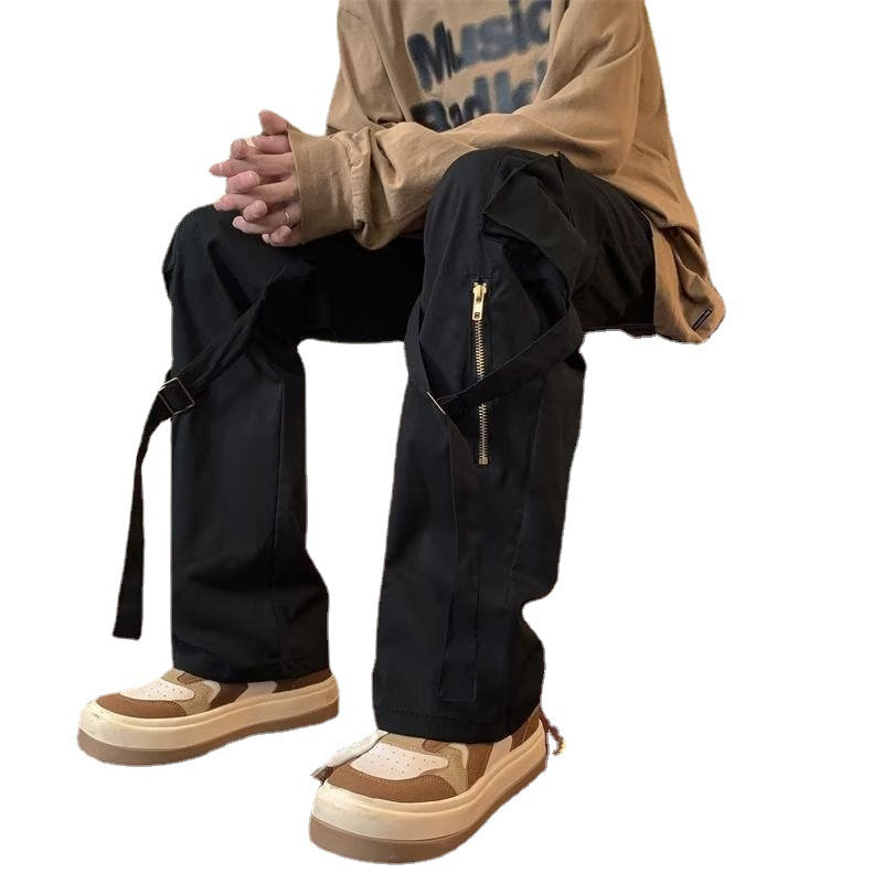 Men Sweatpants Pants Niche Design Loose Straight Casual