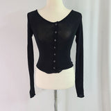 Women Long Sleeve Shirt Cardigan Buttoned Bottoming Shirt Women's Top