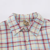 Men Long Sleeved T Shirt Plaid Long Sleeve Shirt Men's Casual Loose Spring and Autumn Embroidered Shirt Coat