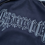 Men Fleece Lined Hoodie Cardigan Sweater Men's Winter Loose Color Contrast Patchwork Embroidered Letters