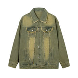 Men Denim Jacket Washed Distressed Denim Jacket Men's Spring and Autumn Casual Jacket Coat