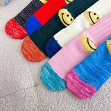 Kapital Sock Hitian Hehong Heel Smiley Face Socks Ins Trendy Street Mid-Calf Autumn and Winter Wool Thick Thread Knitted Socks