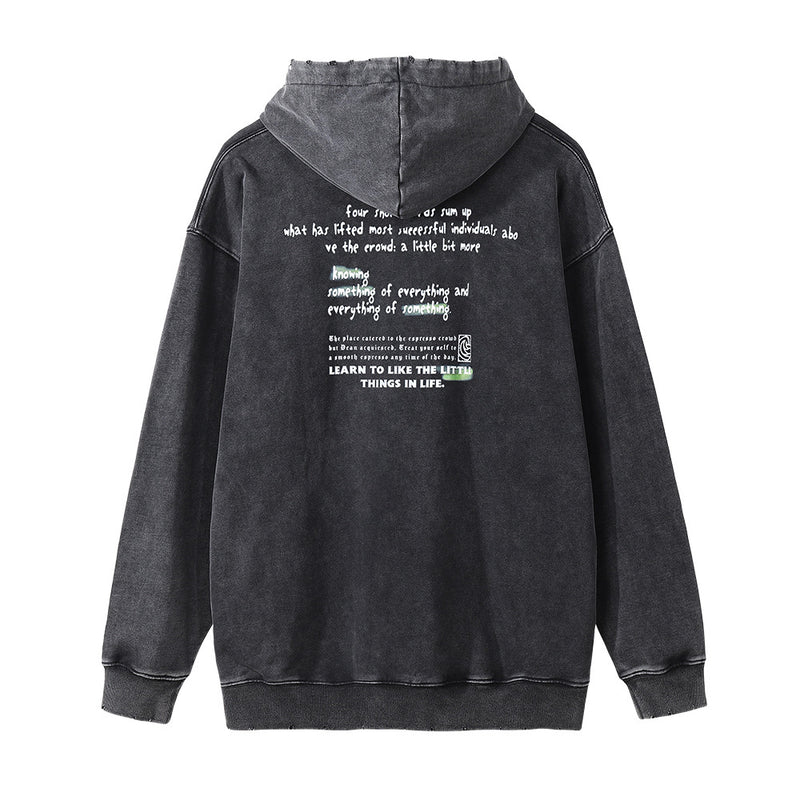 Men Hoodie Printed Hoodie Men's Loose Worn Washed Old