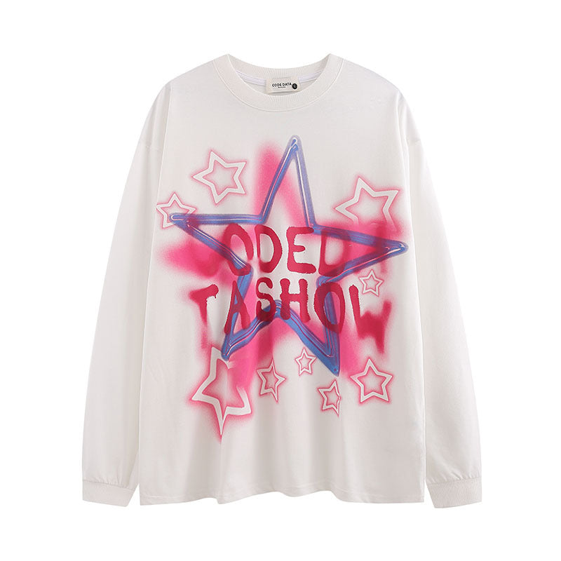 Men Long Sleeve Shirt Printed Long Sleeve T-shirt Men and Women All-Matching Couple