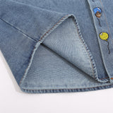 Men Long Sleeved T Shirt Embroidered Mickey Donald Duck Long Sleeve Shirt Men's Ins Trendy Denim Jacket