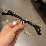 CHH Chrome Hearts Glasses pure titanium semi-square large face men and women retro trendy myopia flat light