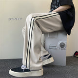 Men Sweatpants Striped Casual Pants Loose Drooping Straight-Leg Pants
