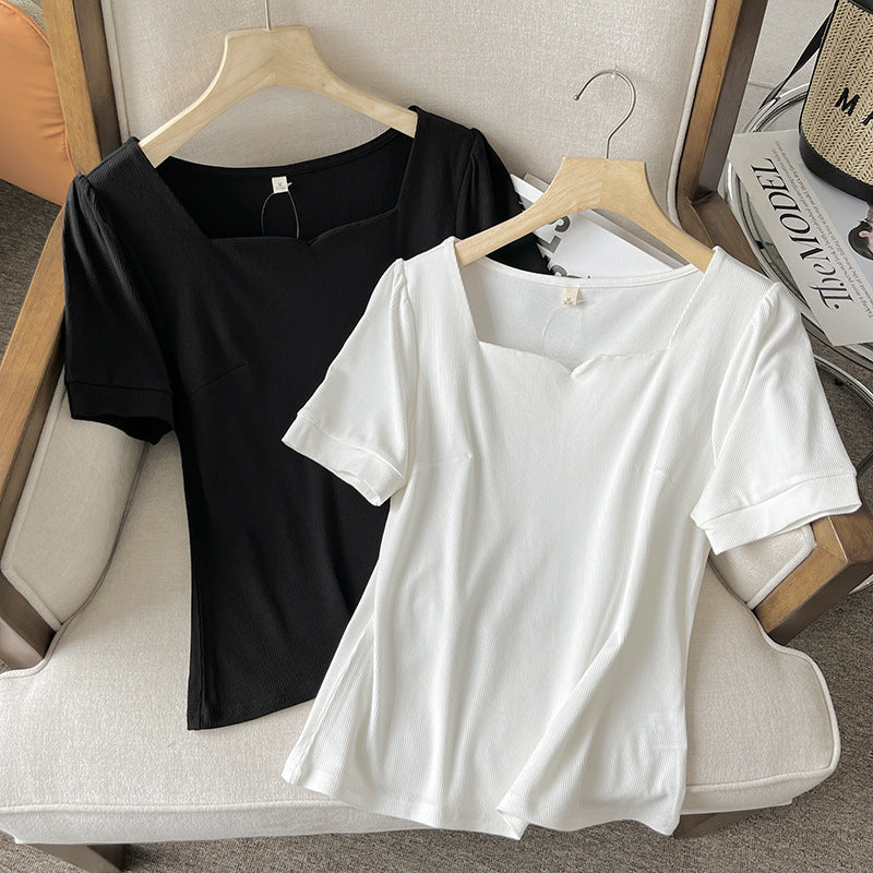 Women T-shirt Summer Simplicity Slim-Fit Figure Flattering Short Sleeve T-shirt Top Female