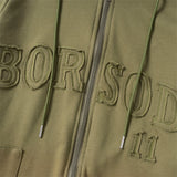 Men Fleece Lined Hoodie Fall/Winter Hoodie Men's Gradient Letter Embroidery Zipper Jacket