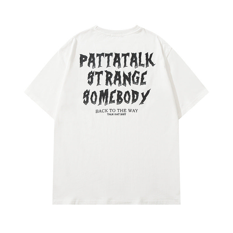 Men T Shirt Three-Dimensional Graffiti Letter Short-Sleeved T-shirt Men and Women Retro Couple