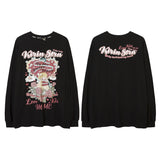 Men's Long Sleeve Shirt Long Sleeve Men's and Women's Autumn and Winter Ins Retro Couple Half Sleeve T-shirt