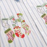 Men Long Sleeved T Shirt Cartoon Embroidered Long Sleeve Shirt Men's Loose Casual Polo Collar Shirt