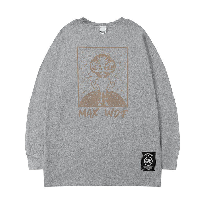 Men Long Sleeve Shirt Printed Long Sleeve T-shirt Men's and Women's Ins Loose Sweater Top