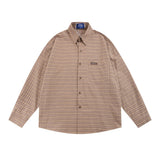 Men Long Sleeved T Shirt Plaid Long Sleeve Shirt Men's Loose Casual Spring and Autumn Lapel Shirt