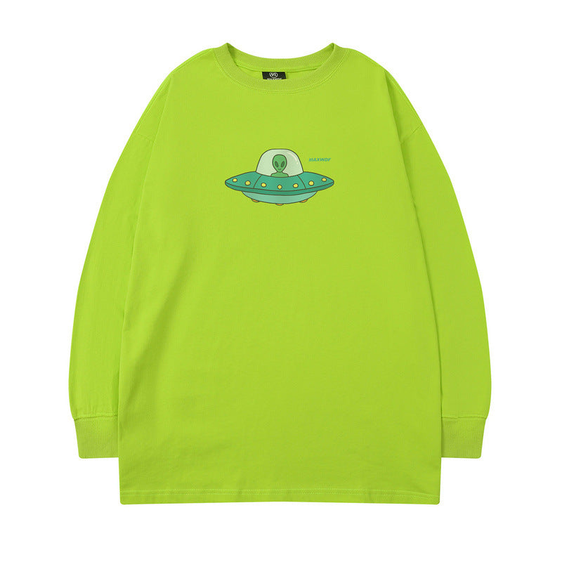Men Long Sleeve Shirt Alien Printed Long Sleeve T-shirt Men and Women Autumn Couple's Tops