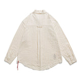 Men Long Sleeved T Shirt Striped Long Sleeve Lapel Shirt Men's Spring and Autumn High Street Casual Shirt Outer Wear