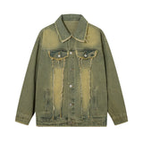 Men Denim Jacket Washed Distressed Denim Jacket Men's Spring and Autumn Casual Jacket Coat