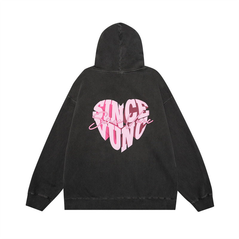 Men Hoodie Printed Hoodie Boys Washed Old Loose Hoodie