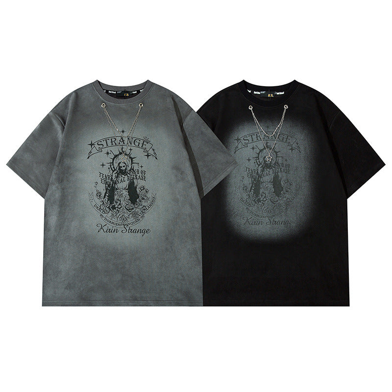 Men's T Shirt Summer Short Sleeve T-shirt Men's and Women's Loose Printed Half Sleeve