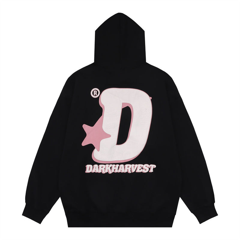 Men Hoodie Hooded Sweater Men's Long Sleeve Vintage Fashion Big Letter D