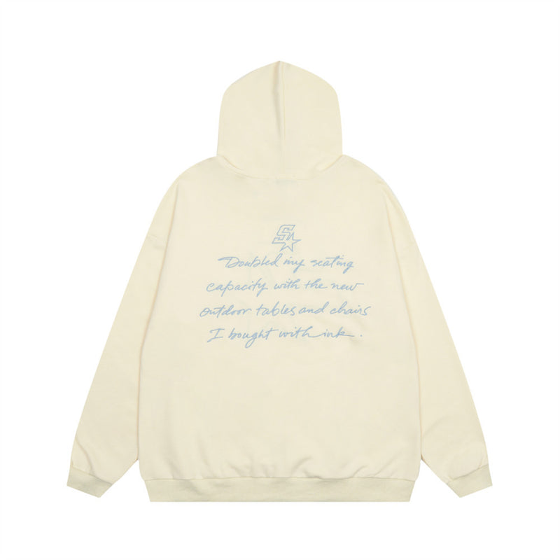 Men Hoodie Letter Embroidered Hot Fix Rhinestone Hooded Sweater Men's Autumn Loose