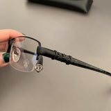 CHH Chrome Hearts Glasses Half Frame Square Glasses Frame Literary Retro Business