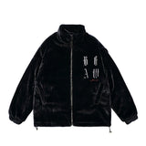 Men Cotton Padded Jacket Coat Letter Embroidered Cotton Jacket Men Winter Thickening Stand Collar Baggy Coat