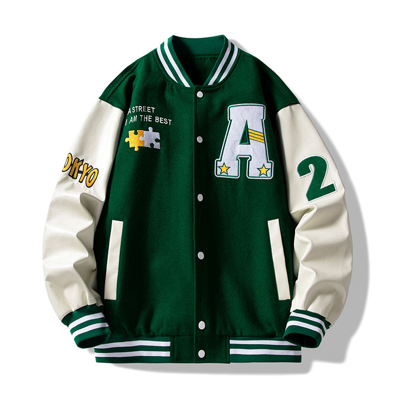 Varsity Jacket Vintage Stitching Men's Jacket Baseball Uniform Trendy Men's Autumn Couple Coat
