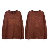 Men Long Sleeve Shirt Embroidered Letter Long Sleeve T-shirt Men and Women Loose Retro